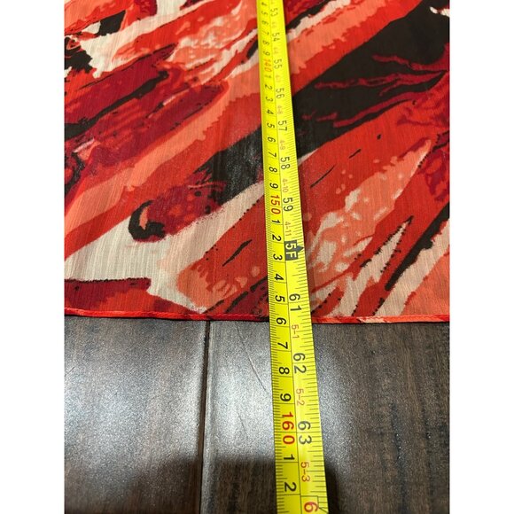 Rectangle Abstract Print Scarf  Red Black Lightweight Shawl Wrap Polyester - Picture 6 of 9